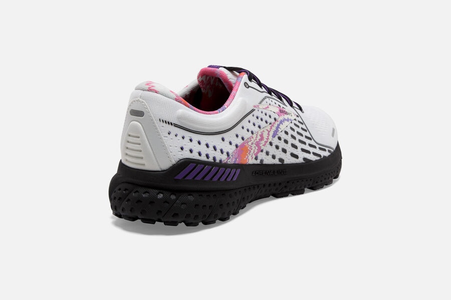 Brooks Running Shoes - Adrenaline GTS 21 Road Mens - White/Black/Purple - JRY-741895